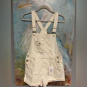 NWT Desu Distressed Ivory Alabaster Overalls Size 8 - So Cute!
